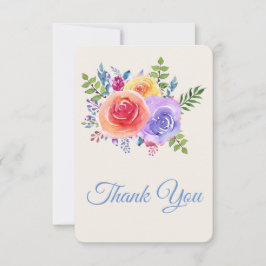 Farbenfrohe Rose Hochzeit mit floralen Wasserfarbe Dankeskarte