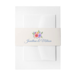 Farbenfrohe Rose Hochzeit mit floralen Wasserfarbe Einladungsbanderole