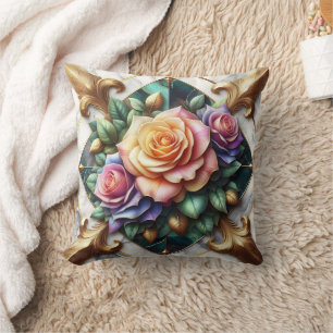 Farbenfrohe Rose im dekorativen Hintergrund Kissen