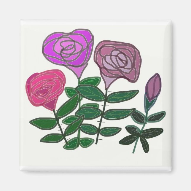 Farbenfrohe Rose Magnet (Vorne)