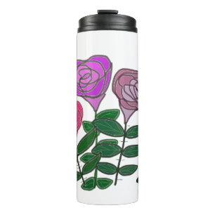 Farbenfrohe Rose Thermosbecher