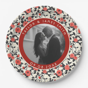 Farbenfrohe Rosen-Blumen-Hochzeitspapierplatte Pappteller