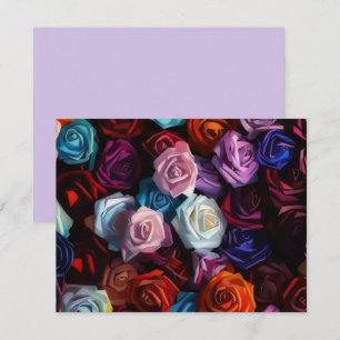 Farbenfrohe Rosen-Rosenkunst-Blumenstrauß-Notizkar Mitteilungskarte