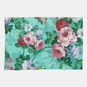 Farbenfrohe Rosen und Blumen Geschirrtuch