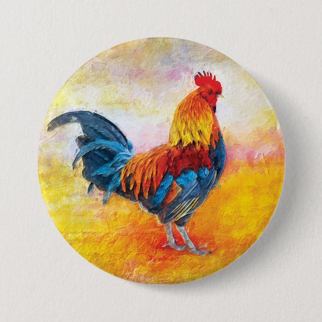 Farbenfrohe Roster Digital Artwork Malerei Button (Vorderseite)