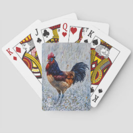 Farbenfrohe Roster Farm Spielkarten