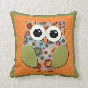 Farbenfrohe Rot Blau Lila Owl Orange Grünes Kissen