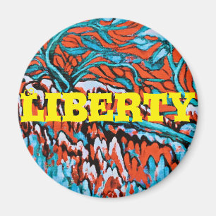 Farbenfrohe rot-blaue magische Wälder Magnet