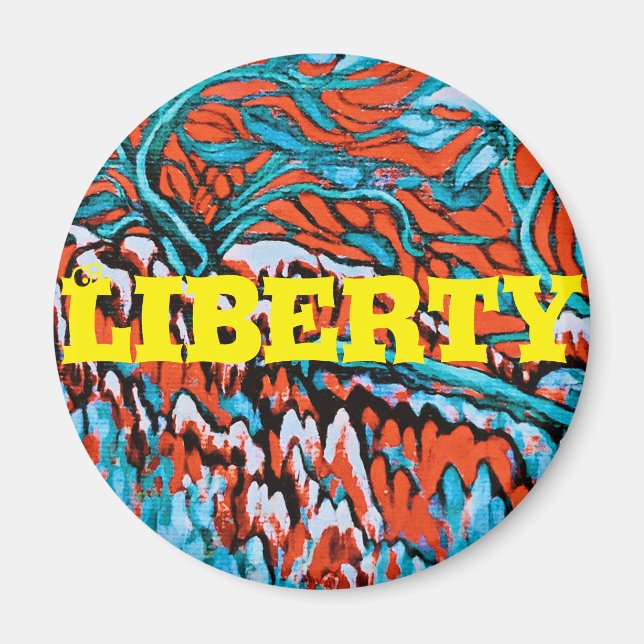 Farbenfrohe rot-blaue magische Wälder Magnet (Vorne)