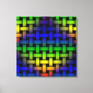 Farbenfrohe Rot Grün Blau Diamant Weave Art Leinwanddruck