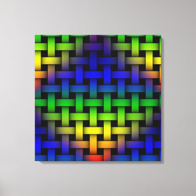 Farbenfrohe Rot Grün Blau Diamant Weave Art Leinwanddruck (Vorderseite)