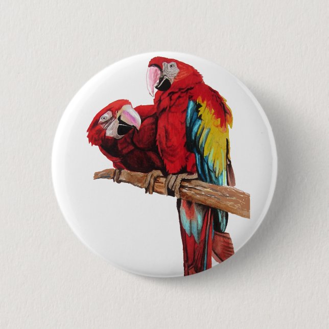 Farbenfrohe rote Farbe Wasserfarben Malerei Design Button (Vorderseite)