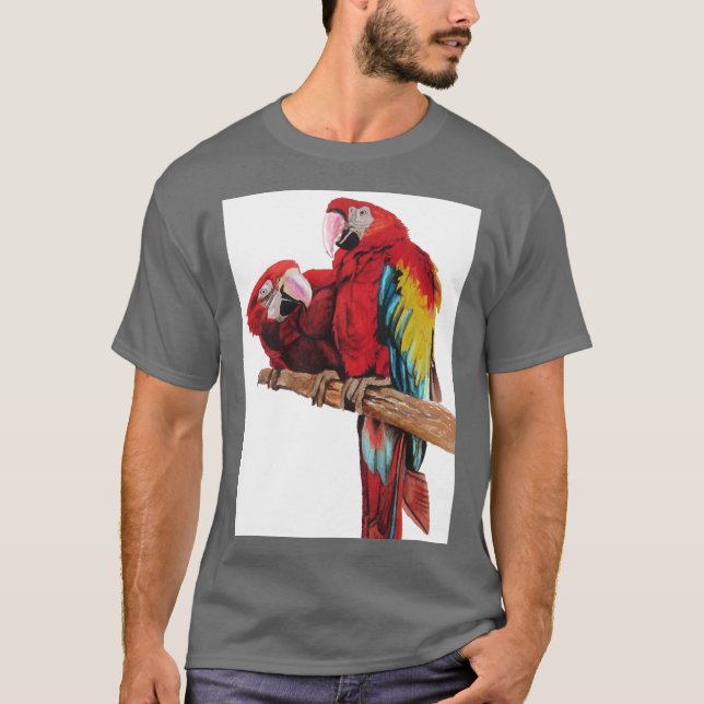 Farbenfrohe rote Farbe Wasserfarben Malerei Design T-Shirt (Vorderseite)