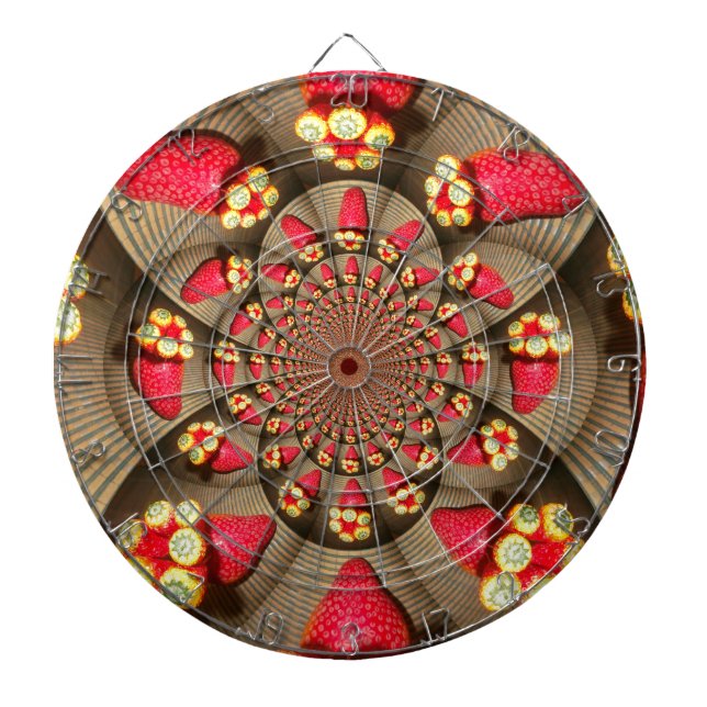 Farbenfrohe Rote Freude: Strawberry Kaleidoskop Ku Dartscheibe (vorne)