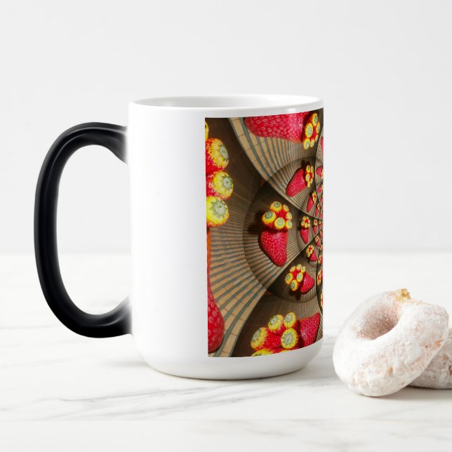 Farbenfrohe Rote Freude: Strawberry Kaleidoskop Ku Verwandlungstasse (Mit Donut)