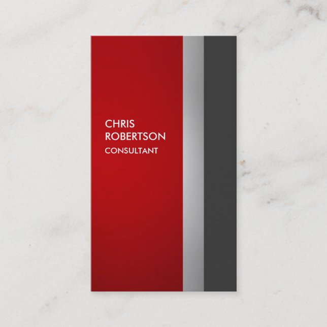 Farbenfrohe rote Grau Moderne vertikale Visitenkar Visitenkarte (Vorderseite)