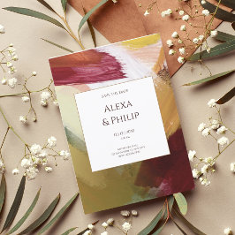 Farbenfrohe Rote Grüne Hand Malte Abstrakte Kunst Einladung