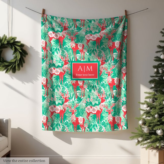 Farbenfrohe rote und grüne Wasserfarbe Preppy-Deck Fleecedecke (Colorful red and green watercolor preppy throw Fleece Blanket)