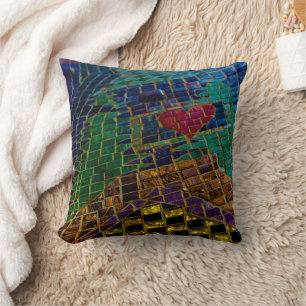 Farbenfrohe Rotes Herz Mosaik Kissen