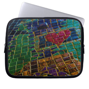 Farbenfrohe Rotes Herz Mosaik Laptopschutzhülle