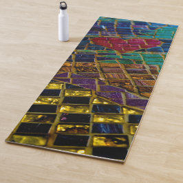 Farbenfrohe Rotes Herz Mosaik Yogamatte