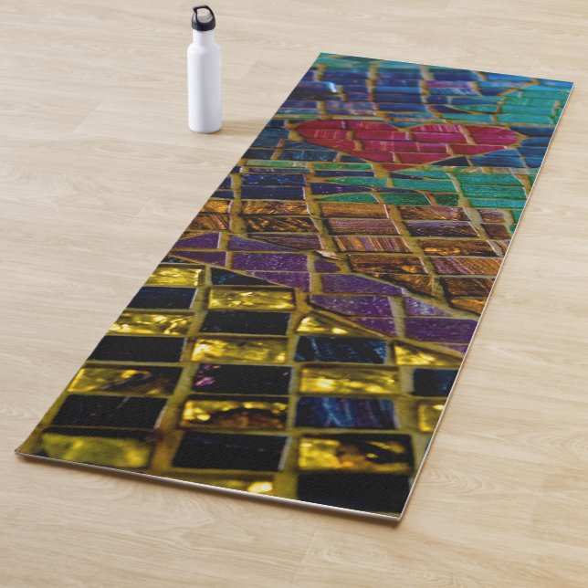 Farbenfrohe Rotes Herz Mosaik Yogamatte (Beispiel)