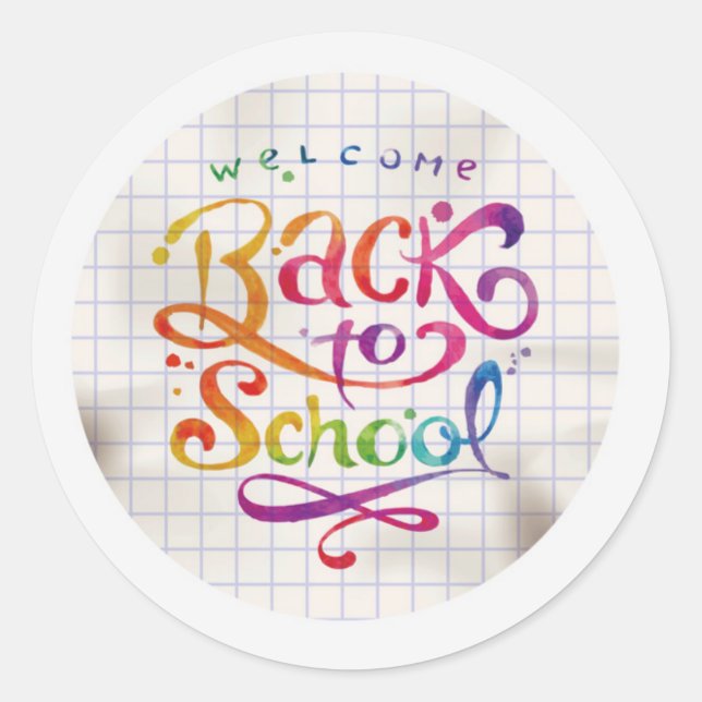 Farbenfrohe Rückkehr zur Schulrunde Runder Aufkleber (Vorderseite)