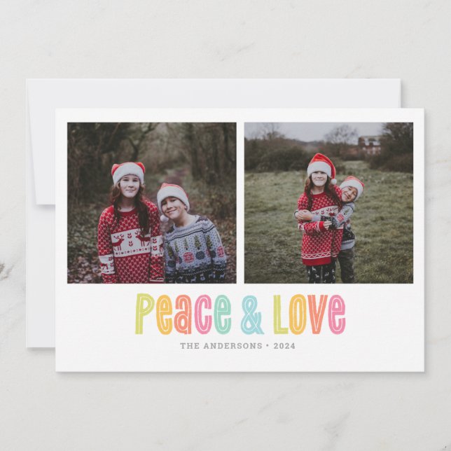 Farbenfrohe Ruhe und Liebe Zwei Foto Weihnachten (Vorderseite)