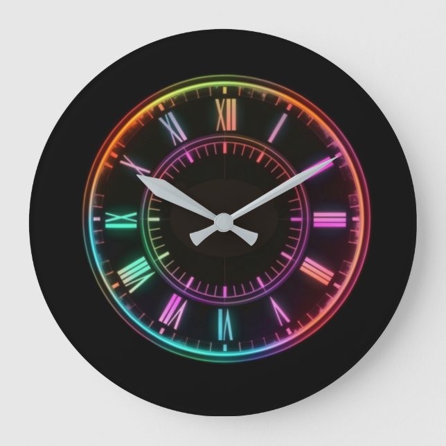 Farbenfrohe runde Imitate Neunuhr Große Wanduhr (Vorderseite)
