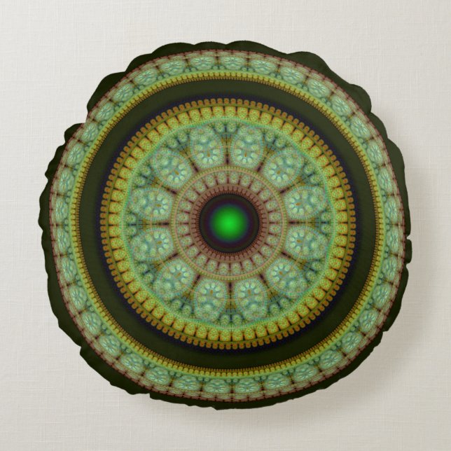 Farbenfrohe, runde Mosaikdekoration Rundes Kissen (Vorderseite)