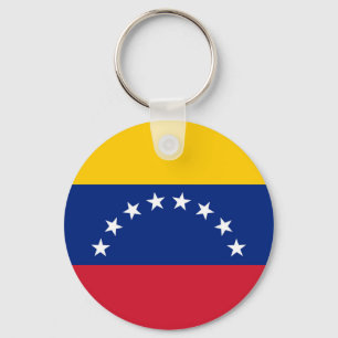 Farbenfrohe, runde venezolanische Flagge Schlüsselanhänger