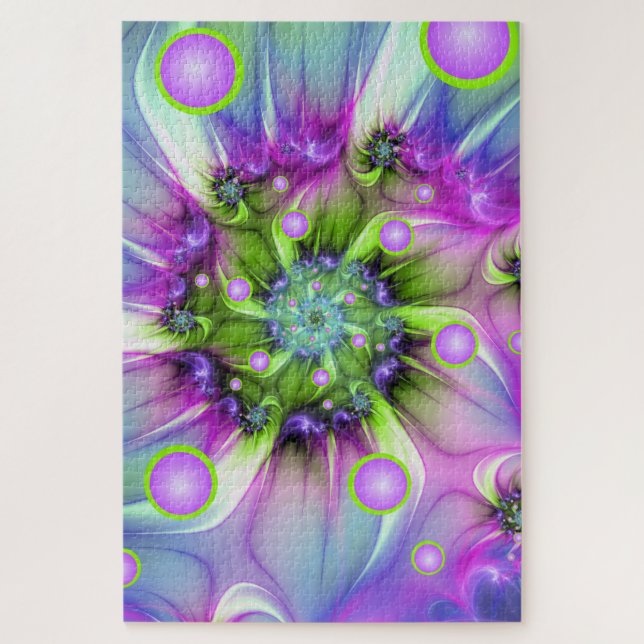 Farbenfrohe Rundformen Abstraktes Fraktal Kunst, D (Vertikal)