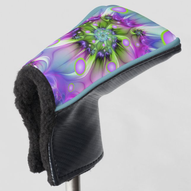 Farbenfrohe Rundformen Abstraktes Fraktal Kunst, D Golf Headcover (3/4 Vorderseite)