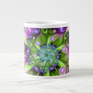 Farbenfrohe Rundformen Abstraktes Fraktal Kunst, D Jumbo-Tasse