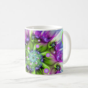 Farbenfrohe Rundformen Abstraktes Fraktal Kunst, D Kaffeetasse