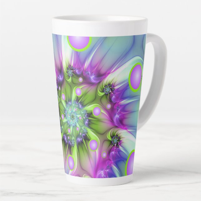 Farbenfrohe Rundformen Abstraktes Fraktal Kunst, D Milchtasse (Rechte Ecke)