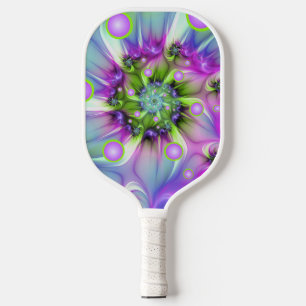 Farbenfrohe Rundformen Abstraktes Fraktal Kunst, D Pickleball Schläger