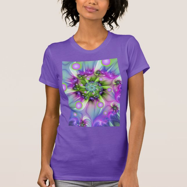 Farbenfrohe Rundformen Abstraktes Fraktal Kunst, D T-Shirt (Vorderseite)