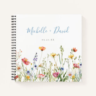 Farbenfrohe rustikale Wildblume Hochzeitsbuch Notizbuch