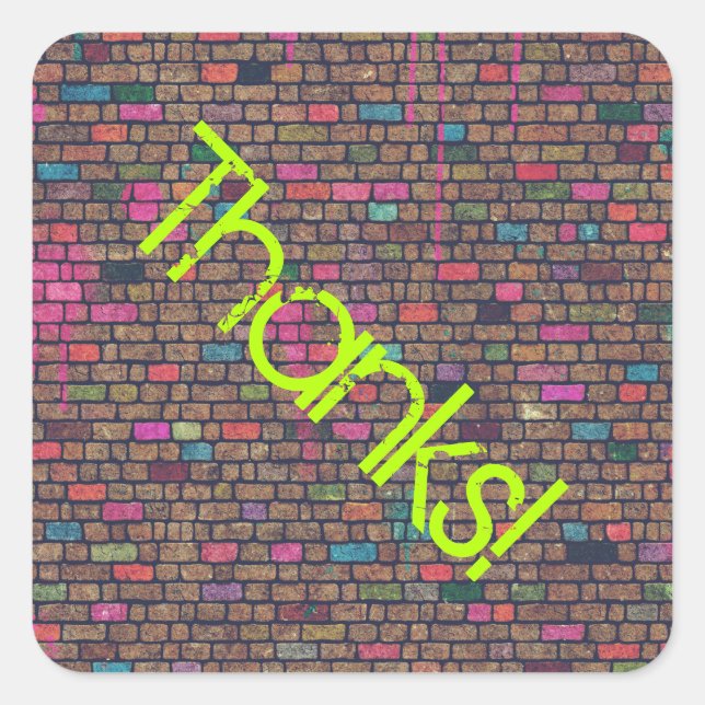 Farbenfrohe Rustikale Ziegelwand Textur dank Quadratischer Aufkleber (Vorderseite)