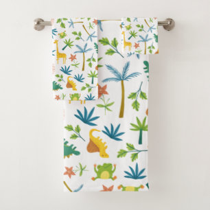 Farbenfrohe Safari-Giraffe Tier niedlicher Dschung Badhandtuch Set