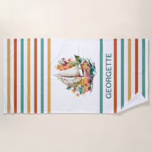 Farbenfrohe Sailboat Monogrammierter Beach Tow