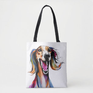 Farbenfrohe Saluki - Niedliche Hunde Kunst Tasche