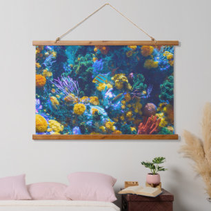Farbenfrohe Salz Water Fish Tank Wandteppich Mit Holzrahmen