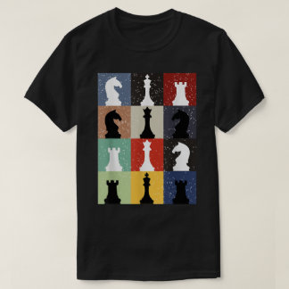 Farbenfrohe Schachfiguren Pop-Art-Musterdesign T-Shirt