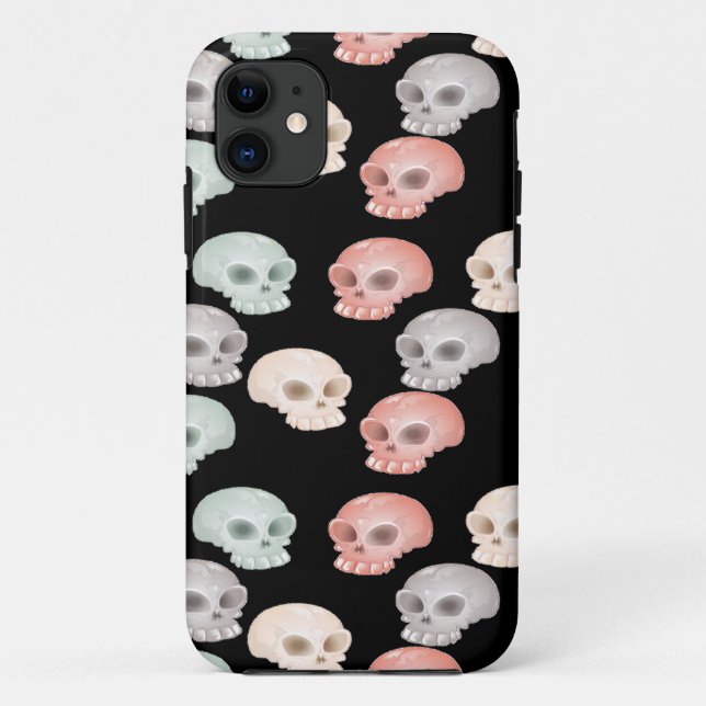 farbenfrohe Schädel auf schwarz Case-Mate iPhone Hülle (Rückseite)
