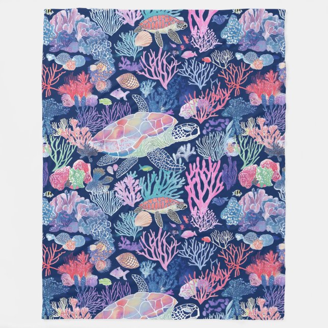 Farbenfrohe Schildkröte Fleecedecke (Vorderseite)