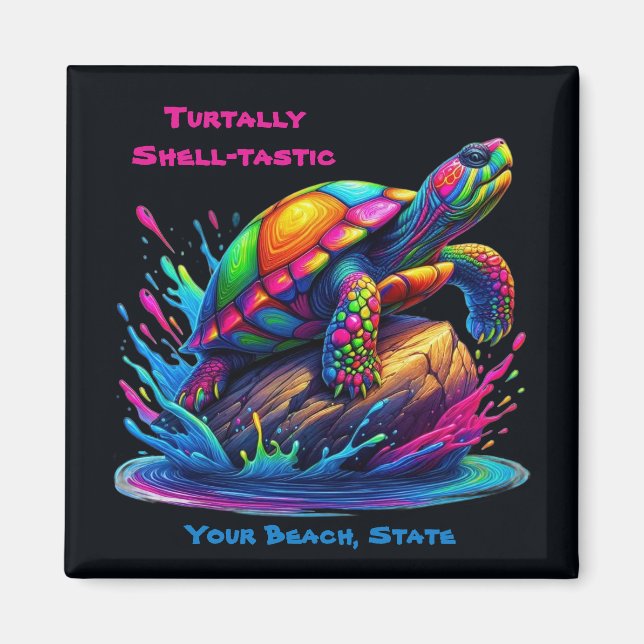 Farbenfrohe Schildkröte Magnet (Vorne)