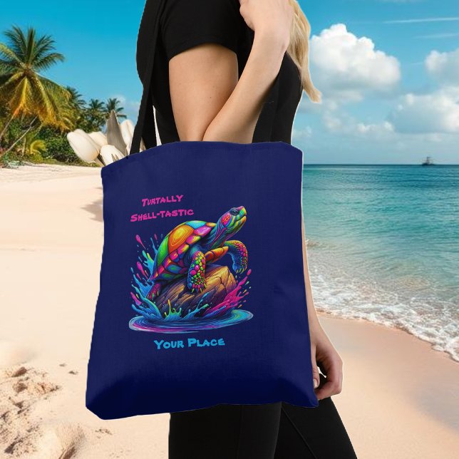 Farbenfrohe Schildkröte Tasche (Colorful Turtle Splash Tote Bag )