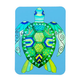 Farbenfrohe Schildkröte zeichnend Magnet